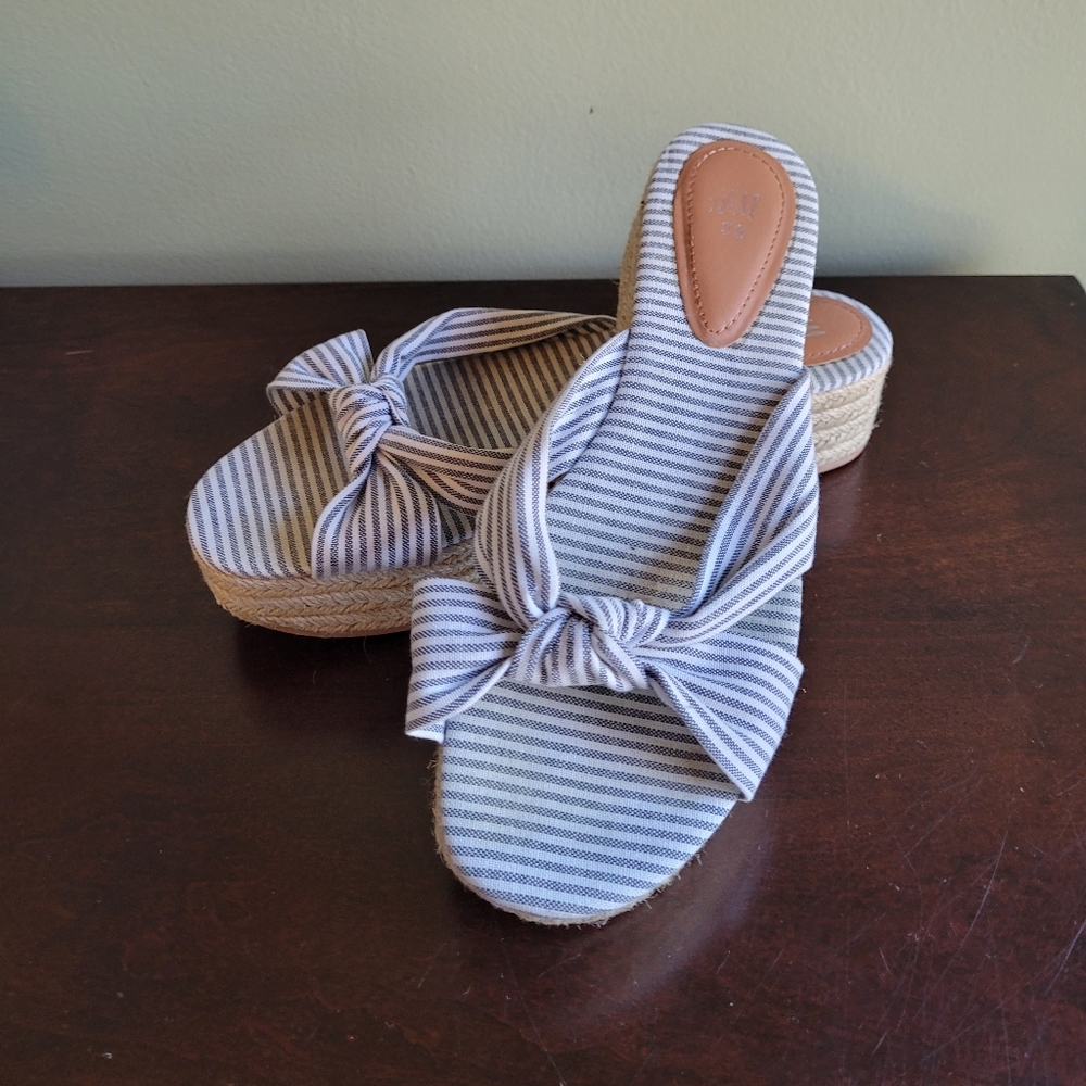 H&M Knot Tie Stripe Espadrille Slides